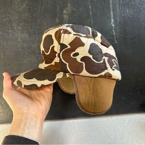 VINTAGE Camo Hat with pull Down Ear Flaps S/M